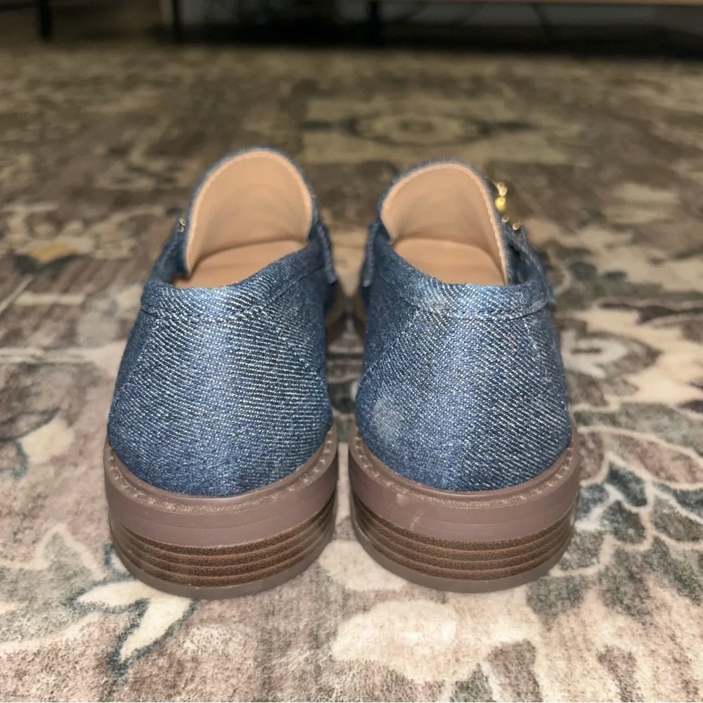 LOFT Denim penny Loafers with Gold Chain